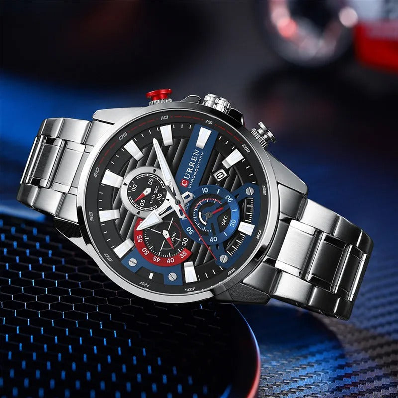 CURREN Original Brand Stainless Steel Band Wrist Watch For Men With Brand (Box & Bag)-8415