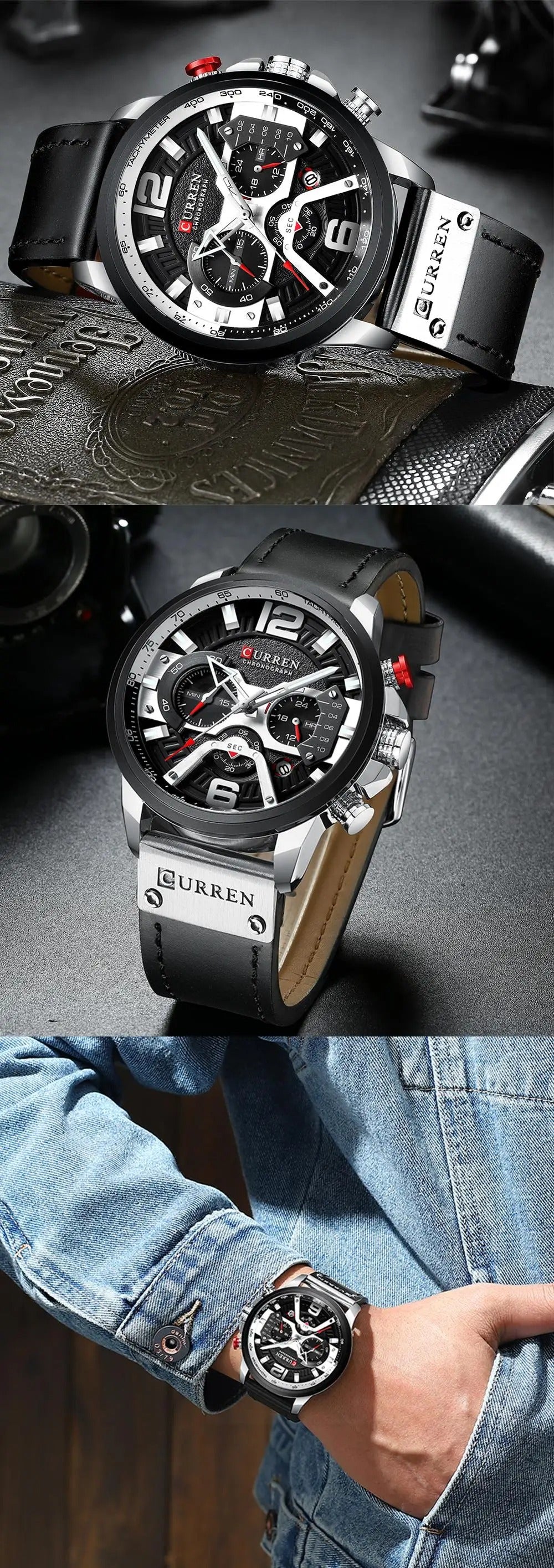 CURREN Original Brand Leather Straps Wrist Watch For Men With Brand (Box & Bag)-8329